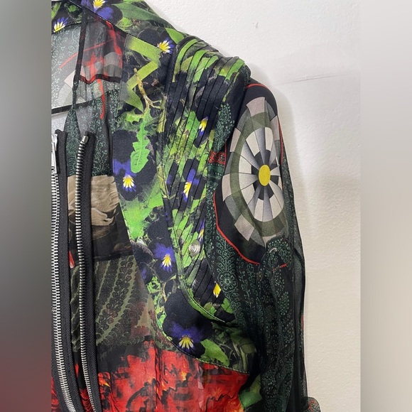 Givenchy Jacket Black Paneled Floral Print Silk Chiffon Size 38 - Picture 8 of 11